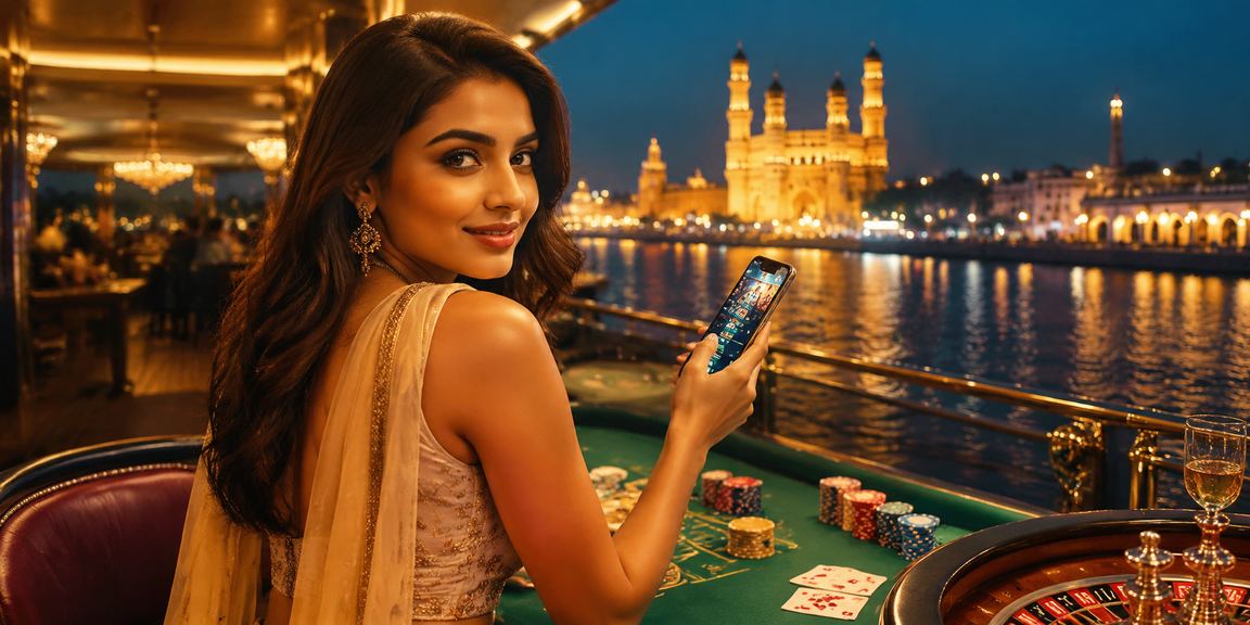 Indian woman enjoying live casino games on a mobile device at home